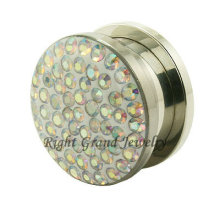 316L Surgical Steel Multi AB Crystal Epoxy Free Flesh Tunnel Piercing